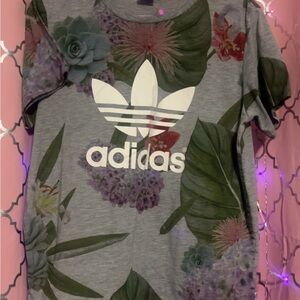 Adidas Women’s Gray Floral T-Shirt